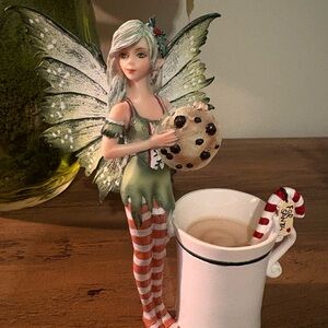 Amy Brown Fairy Figurine with Cookie and Mug